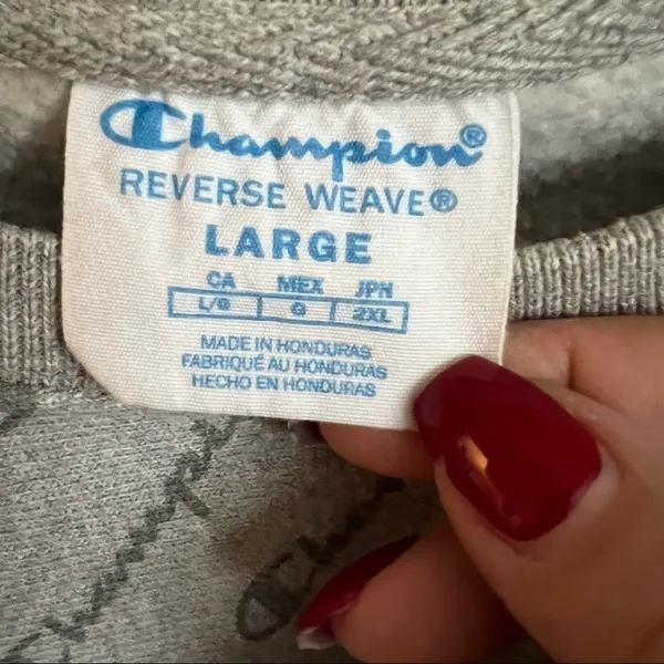 Champion Gray Reverse Weave All Over Logo‎ Pullover Sweater - Image 8