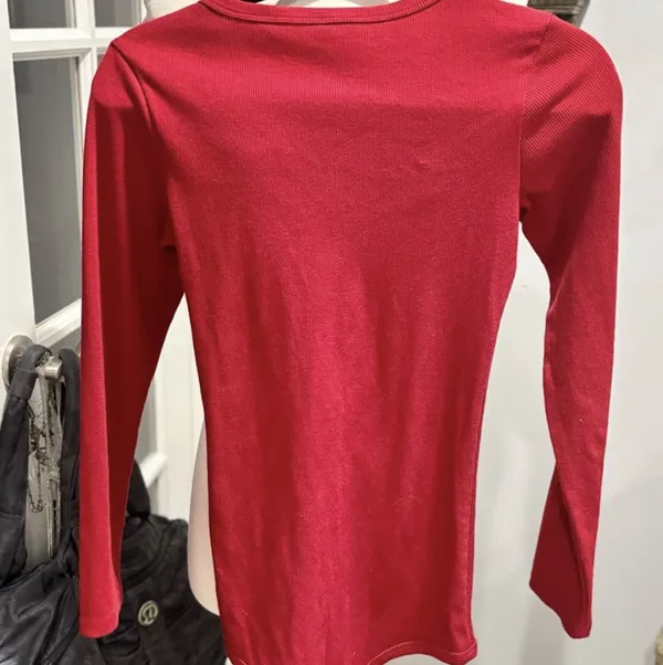 Red Ribbed Henley Lounge Romper - Image 8