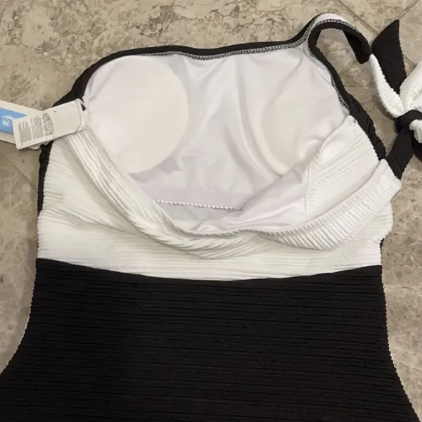 CUPSHE One Piece Swimsuit Color Block One Shoulder Bowknot Bathing Suit … - Image 11