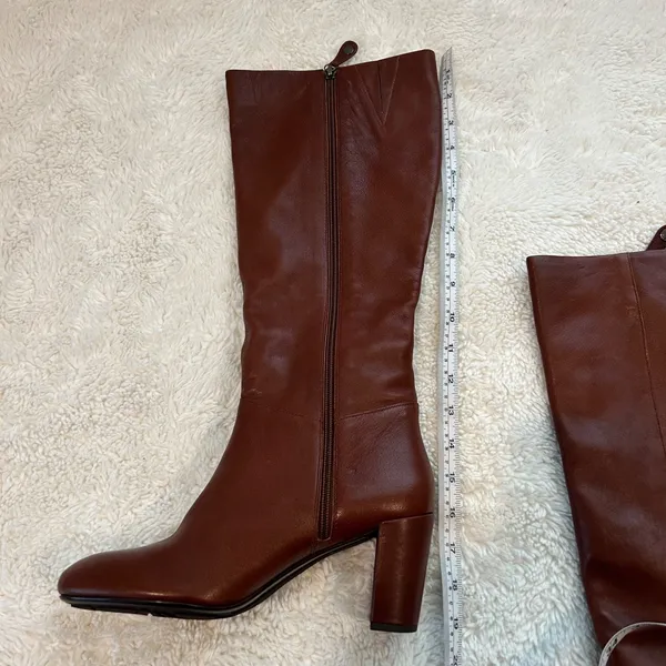 Geox Womens VTG Brown Leather Knee High Heel Boots Boho Chic Western Cowboy 9 - Image 4