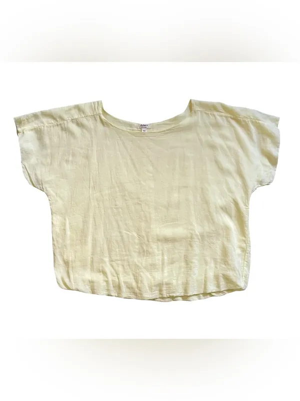 Dylan Clothing Sundance Catalog Butter Yellow Bubble Hem Cotton Top XS - Image 3