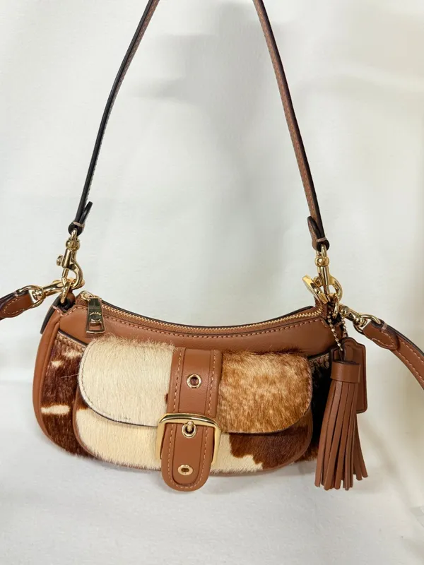 coach Ashton Mini Shoulder Bag In Haircalf With Cow Print cdx79 - Image 2
