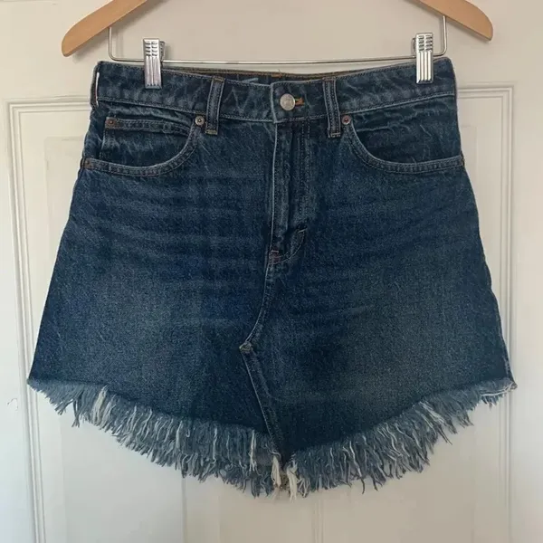 We The Free Bailey Fringe Blue Denim Mini Skirt Size 26 - Image 2