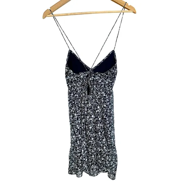 Abercrombie & Fitch Black White Floral Print Tie Back Mini Dress Womens Size S - Image 2