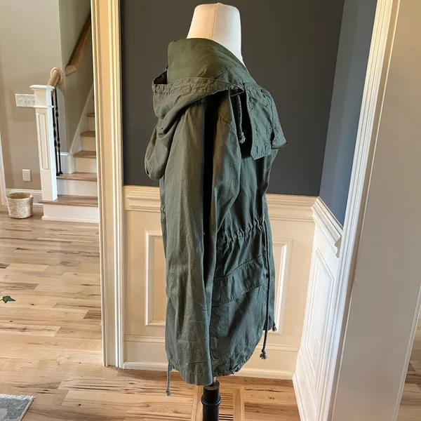 Ellison Olive Green Lightweight Utility Jacket Hooded Womens Medium - Image 6