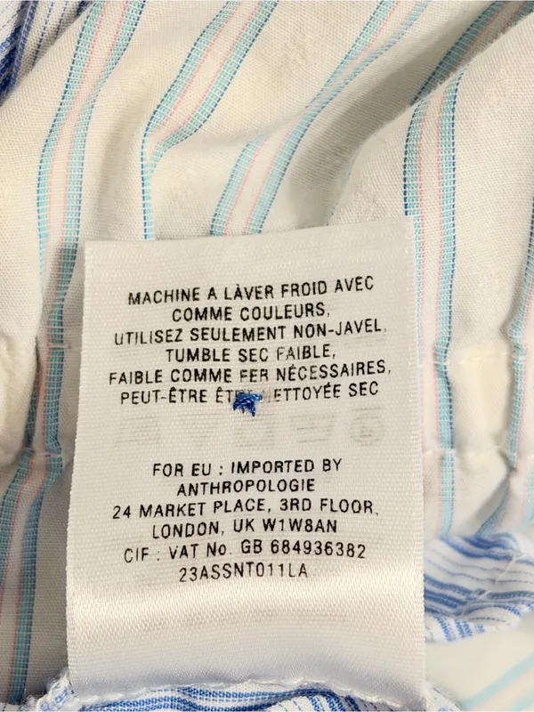 Anthropologie Maeve Sleeveless Collard Stripped Button Down Halter Blouse Size12 - Image 5