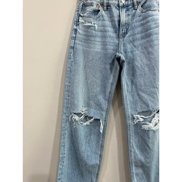 American Eagle Stovepipe Straight Jeans‎ Distressed High Rise 00 Short - Image 3