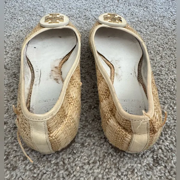 Tory Burch Reva Raffia Ballet Flats | Designer Summer Slip-On Shoes - Image 4