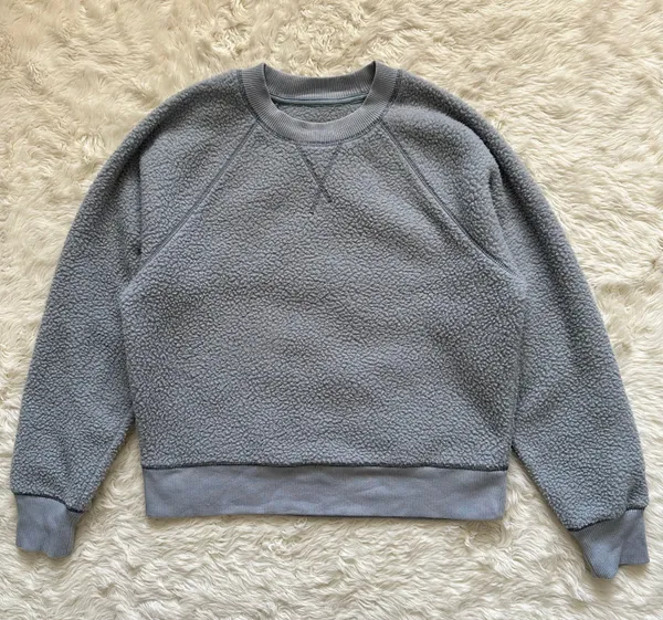 Everlane Sweatshirt ReNew Fleece Raglan Long Sleeve Crewneck Smoke Light Blue M - Image 5