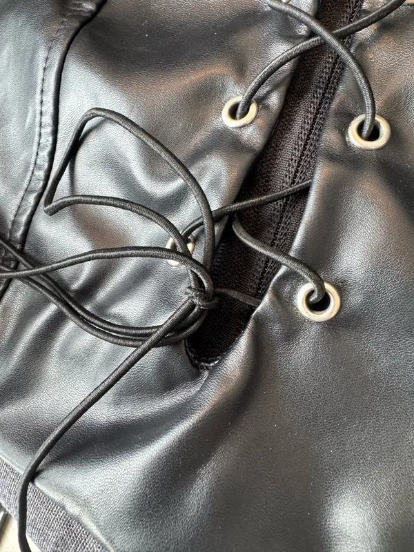 Black Leather Top Size M - Image 3