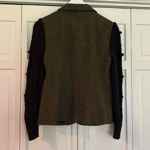 Kensie wool blend tweed popcorn knit sleeve blazer m - Image 5