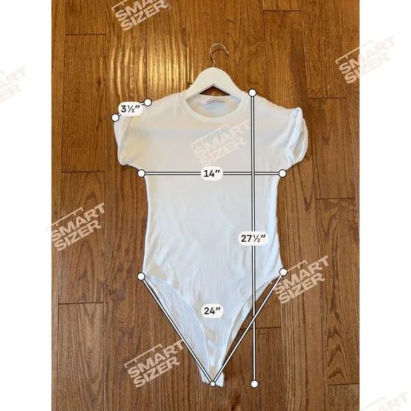 Zara white ribbed rolled sleeve bodysuit size small - Image 5