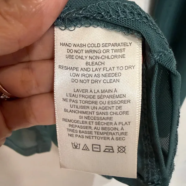 Free People Teal Sheer Mesh Ruched Button Front Long Sleeve Top Sz M - Image 6