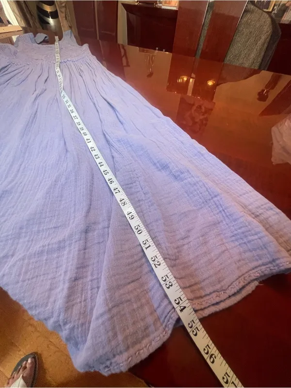 Free People Pearl Floral Maxi Dress Periwinkle Blue Cotton Crochet Knit Sz Small - Image 8