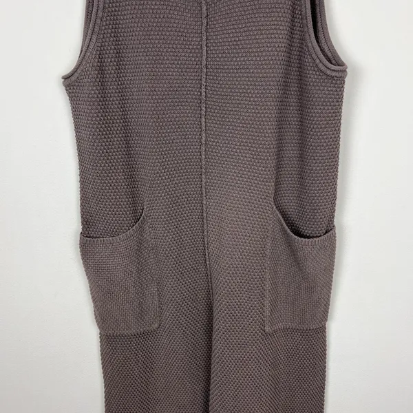 Free People‎ Beach Hailee Sweater Jumper Overalls Large Taupe FP Knit Pockets L - Image 5