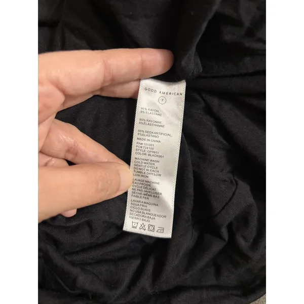 Good American Women Dress Size 7 black Jersey Slinky ruched *flaw see desc* - Image 6