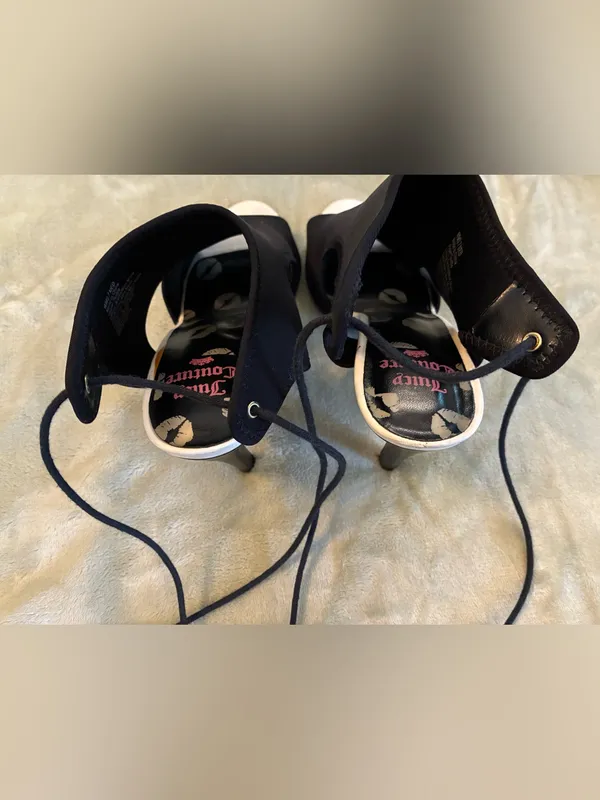 Juicy Couture Brand Black Open-Toe Lace-Up Women's Heels Size 7 Medium - Image 6