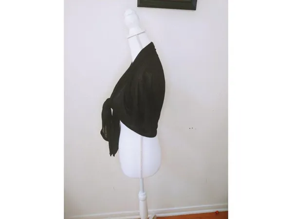 Black Lightweight Sheer Open-Front Short-Sleeve Shrug - Womens Versatile Layerin - Image 3