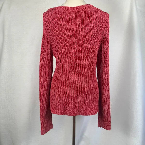 Lauren Jeans Co. Ralph Lauren Red Pink Knit Sweater Long Sleeve Womens‎ Large - Image 4