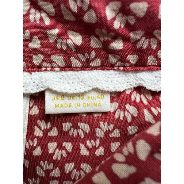Maeve Milly cropped Tie Waist Top Collared Blouse Short Sleeve Size 8 floral - Image 5