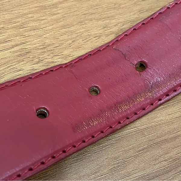 Vintage MILOR 11612 Burgundy Genuine Leather Brass-tone Buckle Women’s Belt M - Image 10