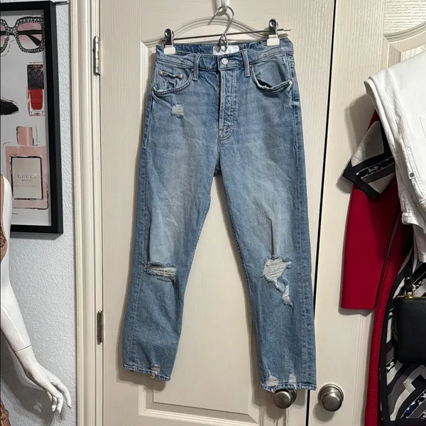 Mother Superior Tomcat Relaxed High Rise Distressed Jeans Capsule Denim Cropped - Image 3