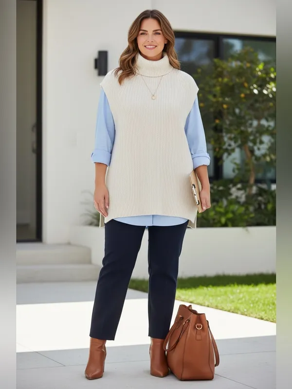 Lauren Ralph Lauren Cream Cable Knit Mock Neck Sweater Vest 2X - Image 6