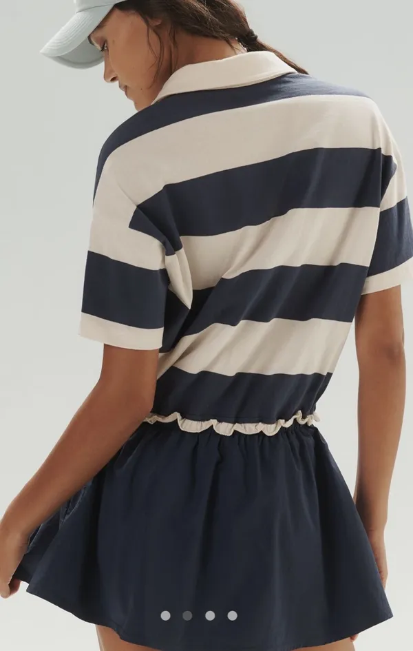 Anthropologie Daily Practice Navy and White T-Shirt Playsuit - Image 3