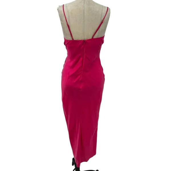 Lovers and Friends Noah‎ Wrap Dress Slip Sleeveless Satin Hot Pink Size Small - Image 9