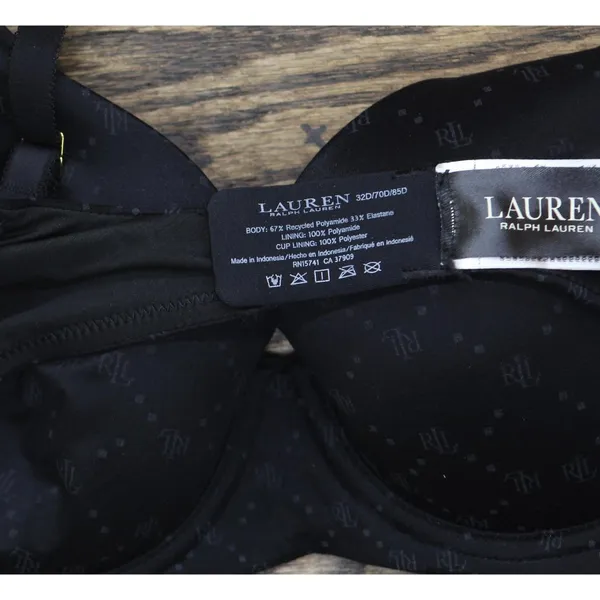 NWT Lauren Ralph Lauren Comfort Collection Repeat-Logo T-shirt Bra. Black 32D - Image 6