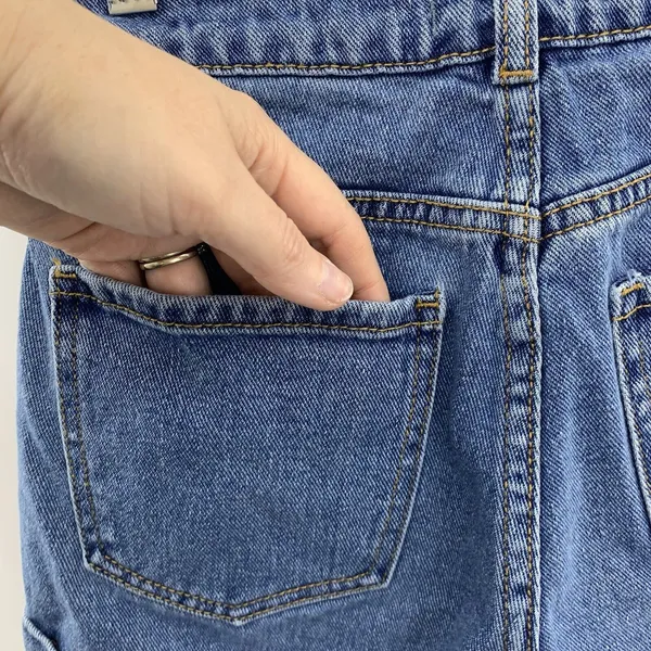 John Galt Brandy Melville Sz 26 Shorts High Rise Cuffed Denim Blue‎ Jean Women’s - Image 8