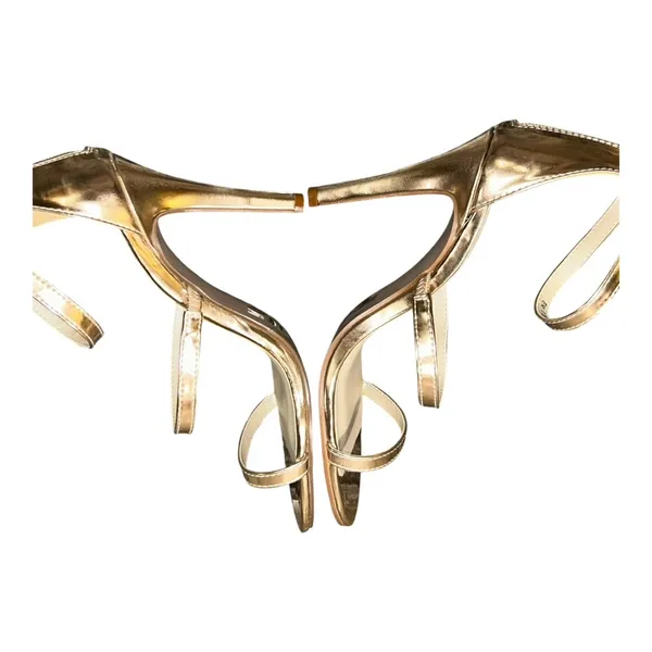 David’s Bridal Triple-Strap Gold Metallic Stiletto heels Style BACI Women’s Sz 8 - Image 14