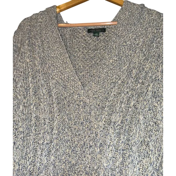 Vintage Lauren Ralph Lauren Cable Knit‎ Hooded Sweater Womens L Fall Cozy Chunky - Image 2