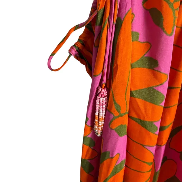 Farm Rio Copacabana Orange Printed One Shoulder Cut Out Maxi Dress Size Large - Image 12