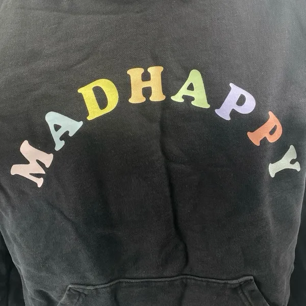 Madhappy Women's Black Spellout Logo Long Sleeve Hoodie Hooded Sweatshirt Top S - Image 3