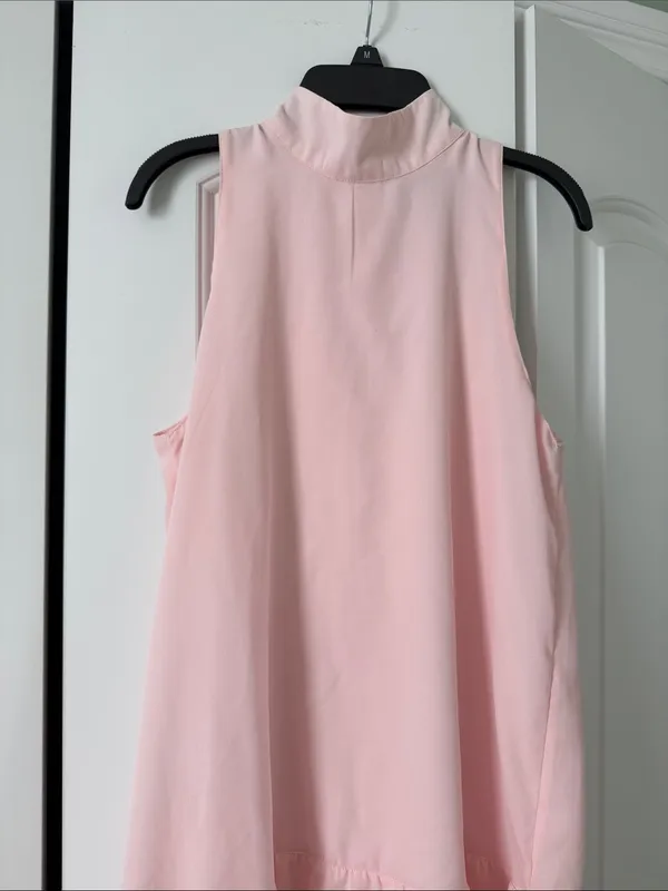 Abercrombie & Fitch Soft Pink Sleeveless Tiered Mock-Neck Dress - Image 2