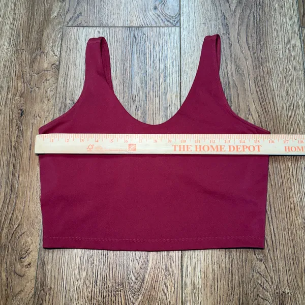 90 Degree by Reflex Women L Burgundy V-Neck Cropped Active Tank Top Built in Bra - Image 4