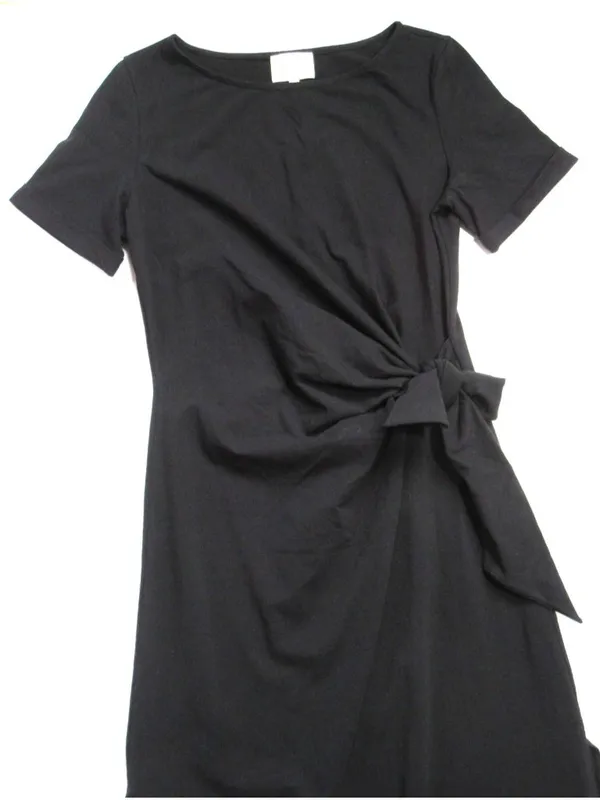 NWT Sezane Pippa in Noir Black Tie Waist Side Slit Maxi T-Shirt Dress S - Image 5
