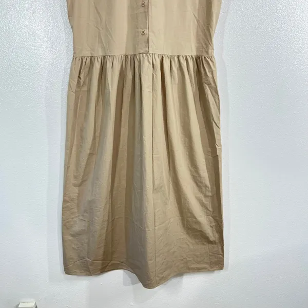 Korean Fashion Steady Seller‎ Beige Button Back Midi Dress Sleeveless Pocket - Image 10