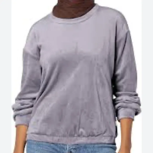 UGG Shanara Velvet Crew Neck Sweatshirt in the color Cloudy Grey. Large - Image 2