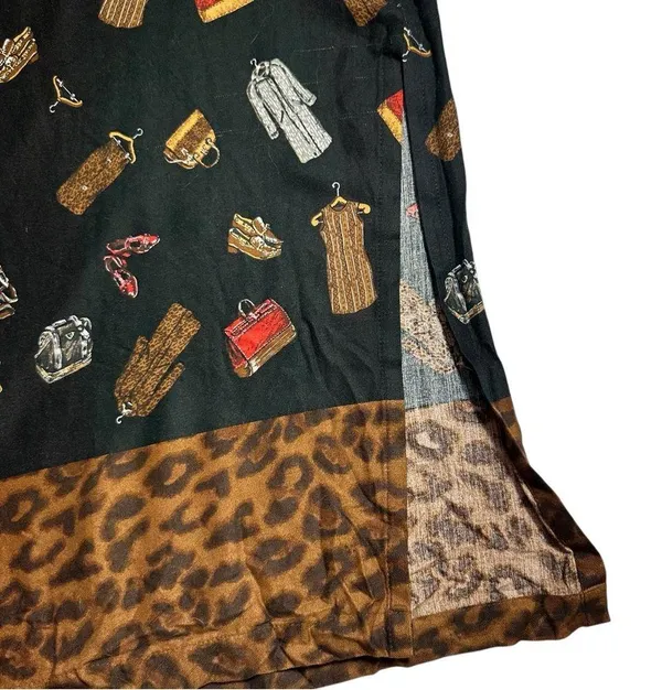 Vintage 90s Black Funky Wacky Weird Fashion MIDI Skirt Animal Print size 4 - Image 8