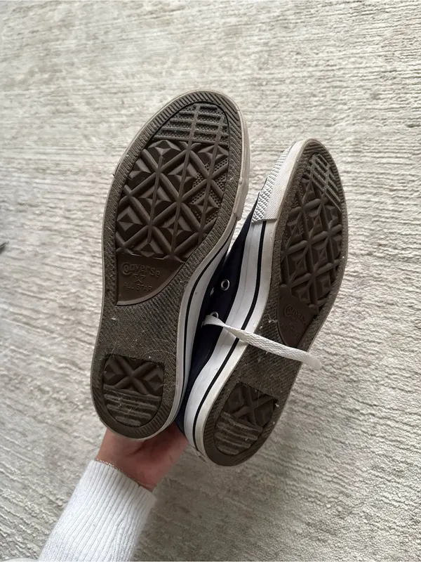 Classic Navy High-Top Canvas Sneakers with White Accents (Size 7.5) - Image 4