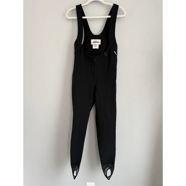 Vintage Obermeyer Skiwear Overalls Women's 6L Black Bibs Stirrups Wool‎ Blend - Image 8