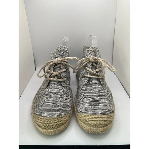 Roxy Woven Canvas Chukka Bootie Women 8 Gray Espadrille‎ Lace Up Mid Top Boho - Image 2