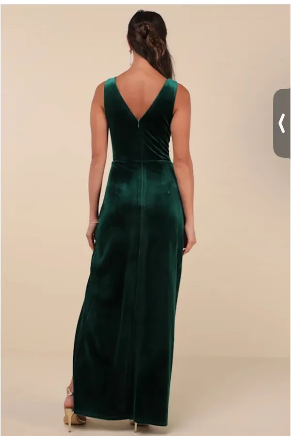 Lulus Emerald Velvet Maxi Dress – XS – NWT - Image 2