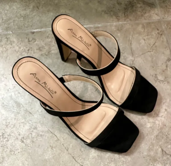 Anne Michelle Black  Two Strap Heels - Image 2