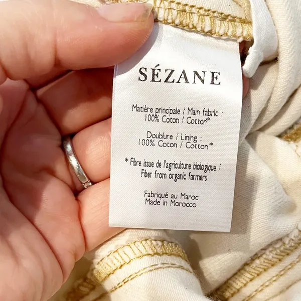 Sezane High Rise Paperbag Belted Tapered Straight Leg Jeans Cream 36 - Image 6