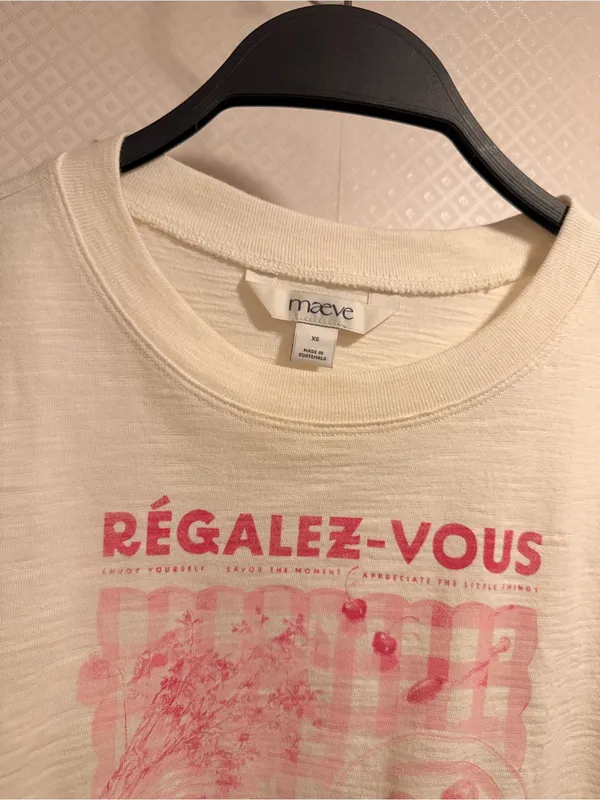 NWT Maeve Corey Cotton Boxy Short-Sleeve Tee with Pink Graphic Size XS - Image 4
