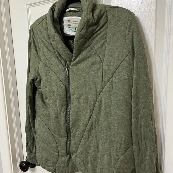 Anthropologie Saturday Sunday Homestead Green Quilted Zip-Up Jacket‎ Size Small - Image 4