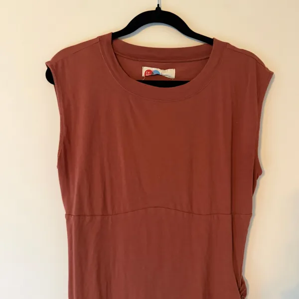 Free People‎ Beach Ruched Scrunch Side Sleeveless Mini Dress 100% Cotton Sz Med - Image 3